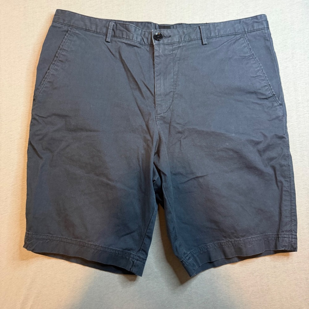 Hugo Boss Mens Dark Grey Stretch Cotton Chino Shorts Size 34 Regular Flat Front